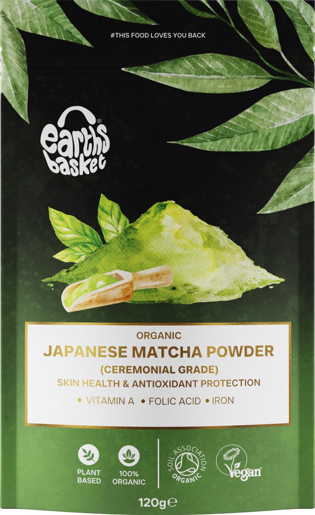 Earths Basket Organic Japanese Matcha Powder - Ceremonial Grade Uji 120g