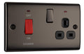 BG Electrical 45A Cooker Switch & Socket | Black Nickel Nexus Metal
