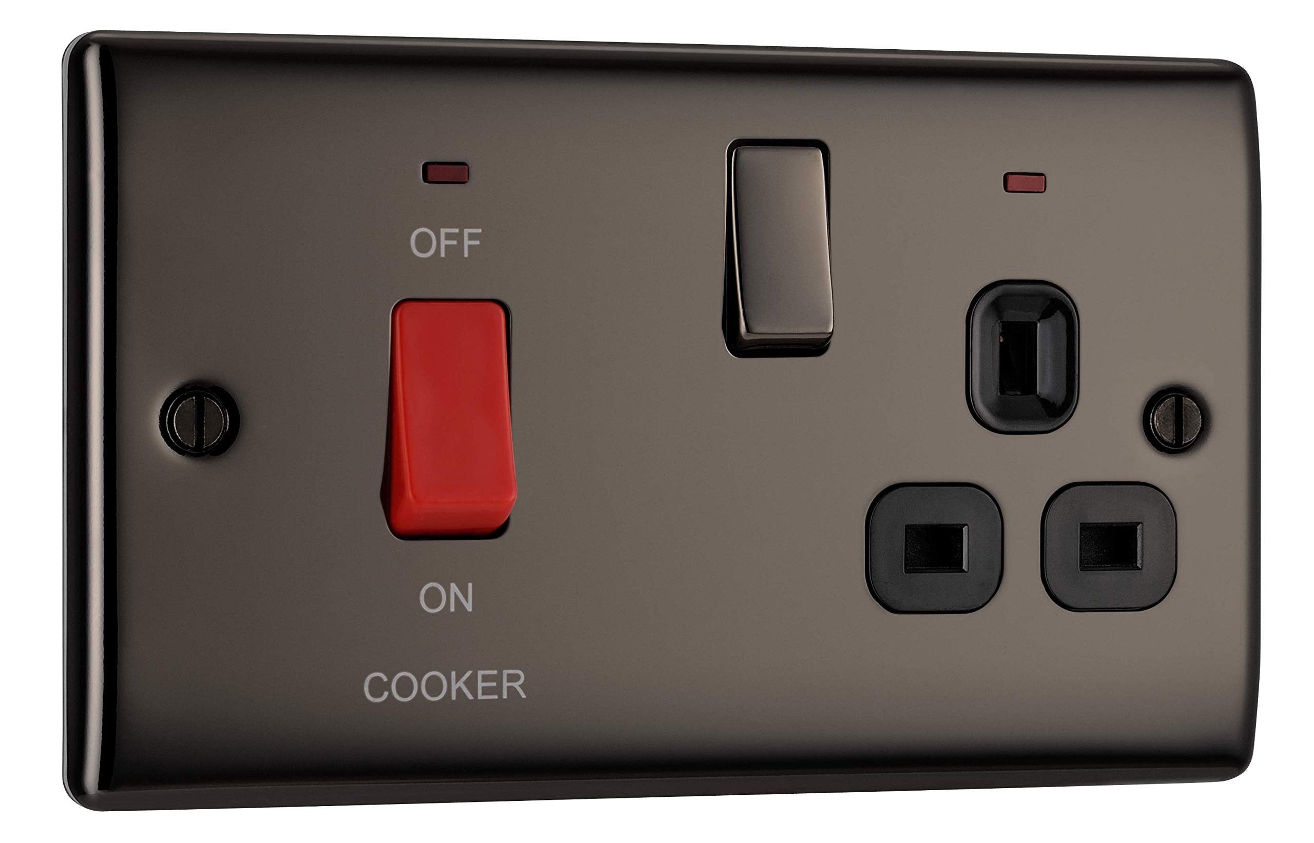 BG Electrical 45A Cooker Switch & Socket | Black Nickel Nexus Metal