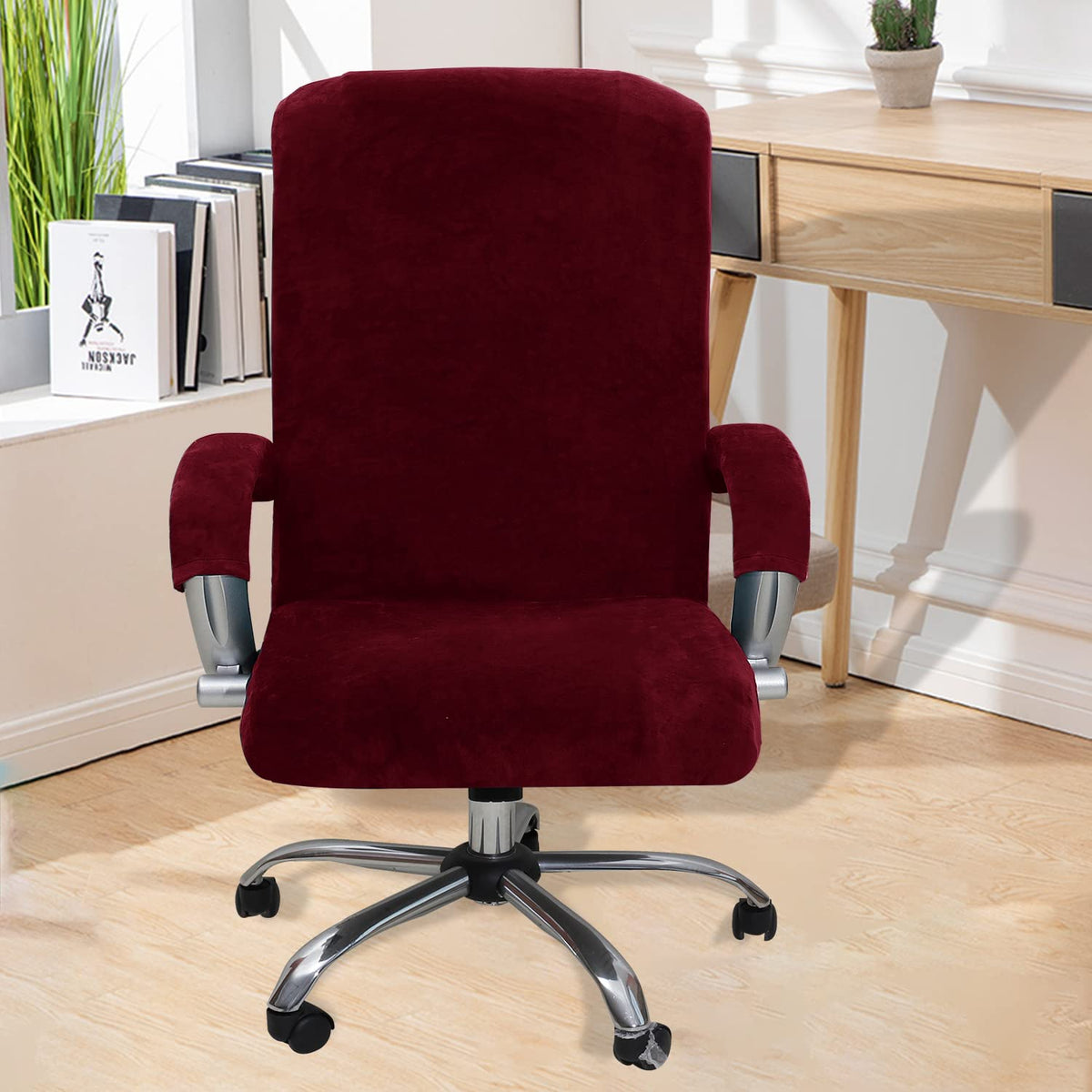 Bestenrose Velvet Office Chair Cover Stretch Computer Desk Armchair Covers - image 2