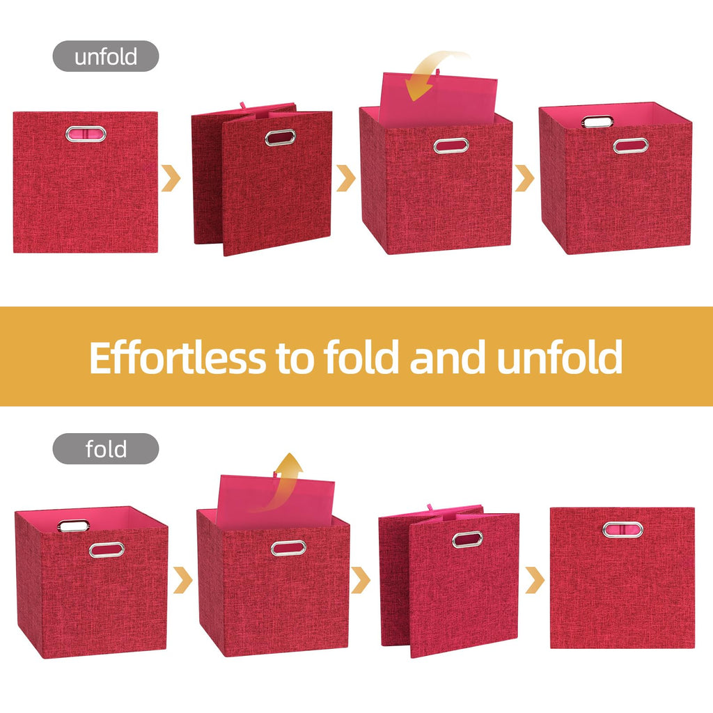 BinWhiz 4 Pack Collapsible Linen Fabric Storage Cubes/Organiser - 33x33x33 cm Fabric Bins for Kallax Shelves, Cabinet, Bookcase, Closet - image 3