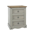Home Source Grey Pine Wood 3 Drawer Bedside Nightstand – Farmhouse Style