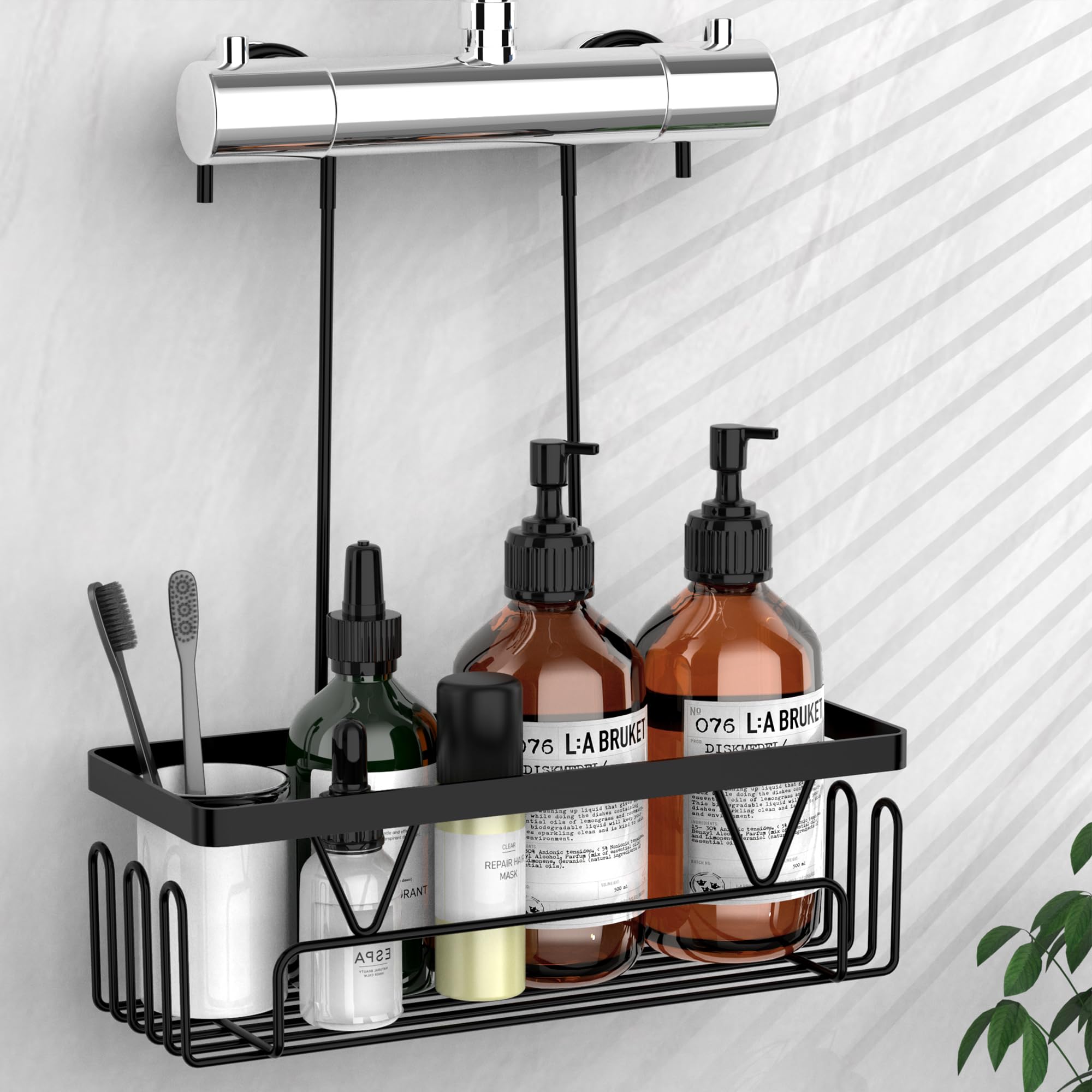 Kegii Hanging Shower Caddy | Rustproof Stainless Steel Organizer – Black
