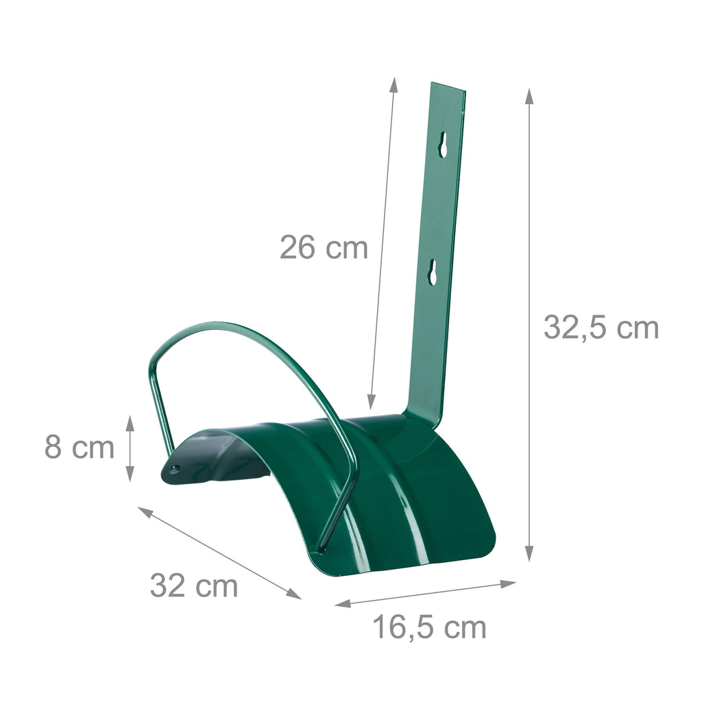 Relaxdays Metal Wall Hose Holder - Green Garden Hose Hook for 60m