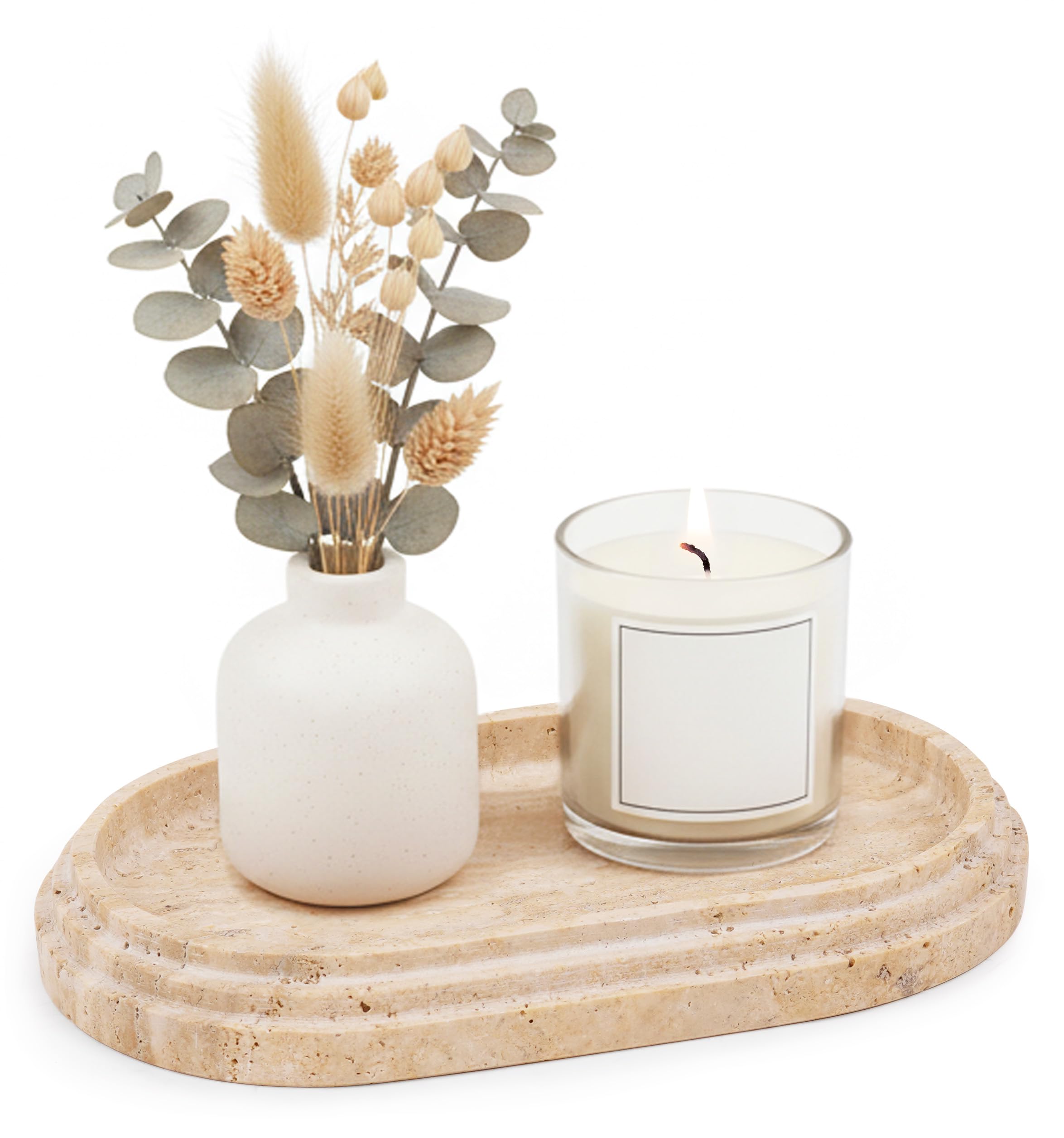 SPESHSTONES Travertine Tray – 9.75 Inch Handmade Natural Marble Vanity Tray