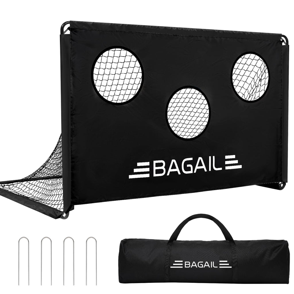 BAGAIL 2-in-1 Soccer Goal with Target | Portable 6x4ft Football Training Net