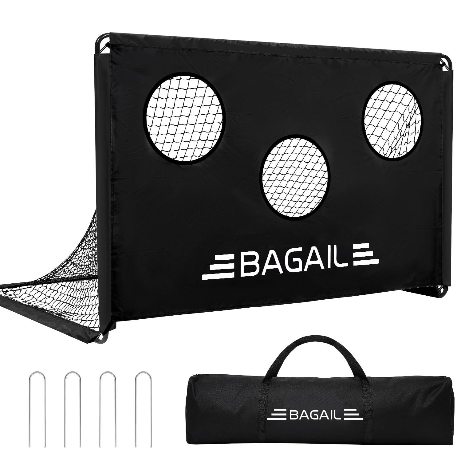 BAGAIL 2-in-1 Soccer Goal with Target | Portable 6x4ft Football Training Net