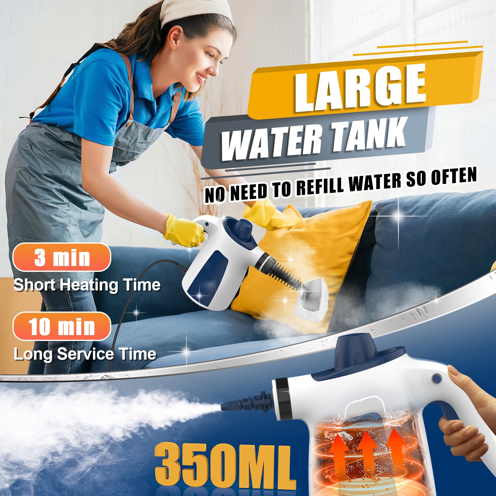 Jolof Store Handheld Steam Cleaner – Portable 1050W Steamer with 9 Accessories