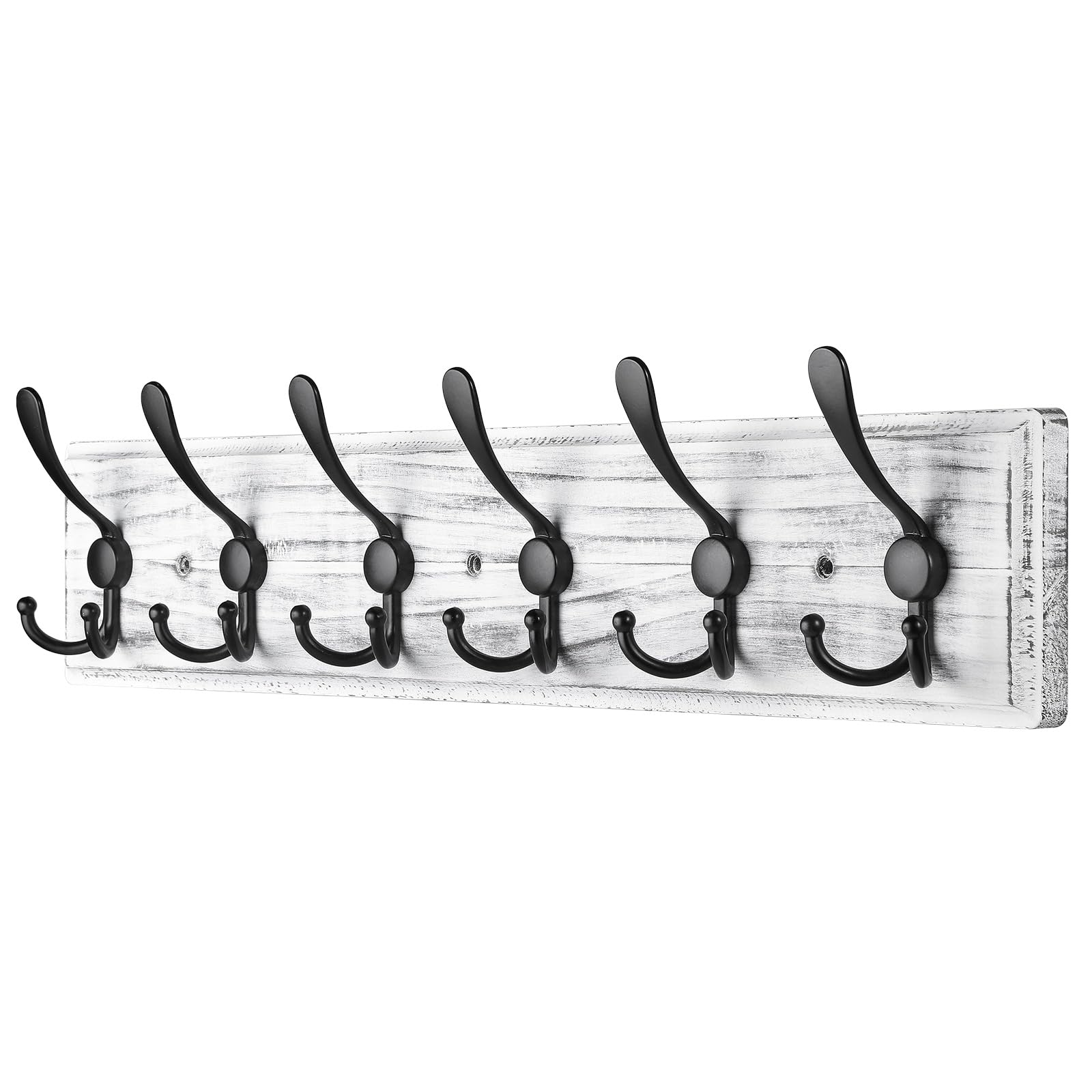 PHINGEER Wall Mounted Coat Rack – 6 Triple Hooks Heavy Duty Pine Wood