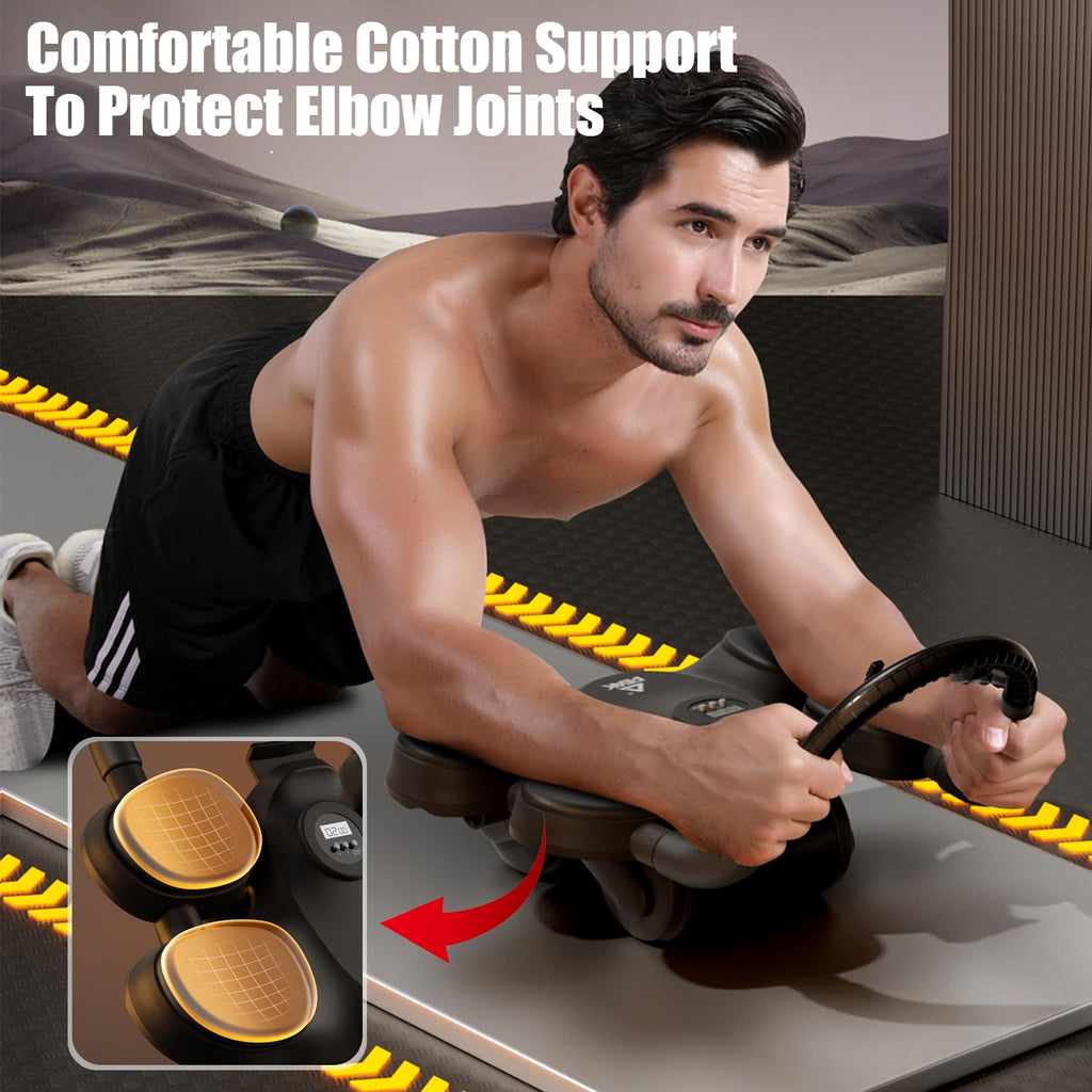 WLZP Automatic Rebound Ab Roller Wheel with Timer and Elbow Support