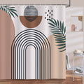 Bonhause Mid Century Abstract Boho Shower Curtain | 180x180cm Beige