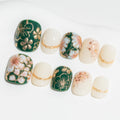 Sun&Beam Nails | Handmade Press-on Nails - Short Round Green Gold 10pc