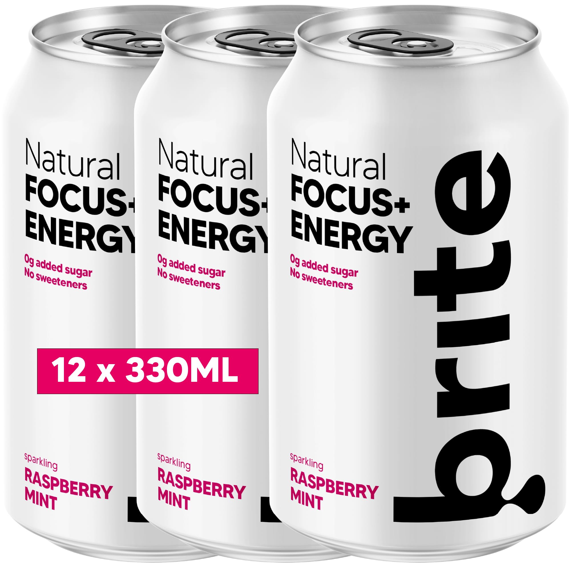 Brite Natural Focus Energy Drink - Raspberry Mint - 12 x 330ml