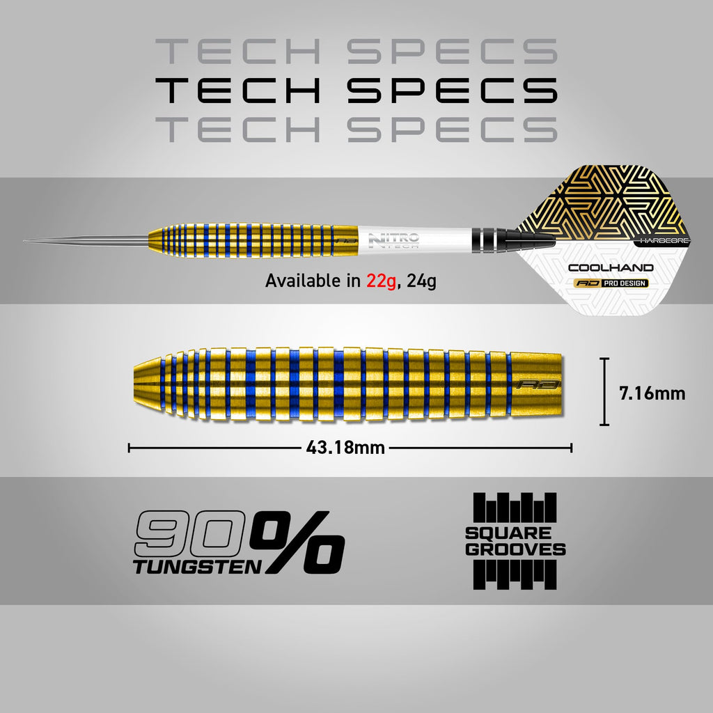 Red Dragon Luke Humphries TX3 Gold SE 22g Tungsten Steeltip Darts Set