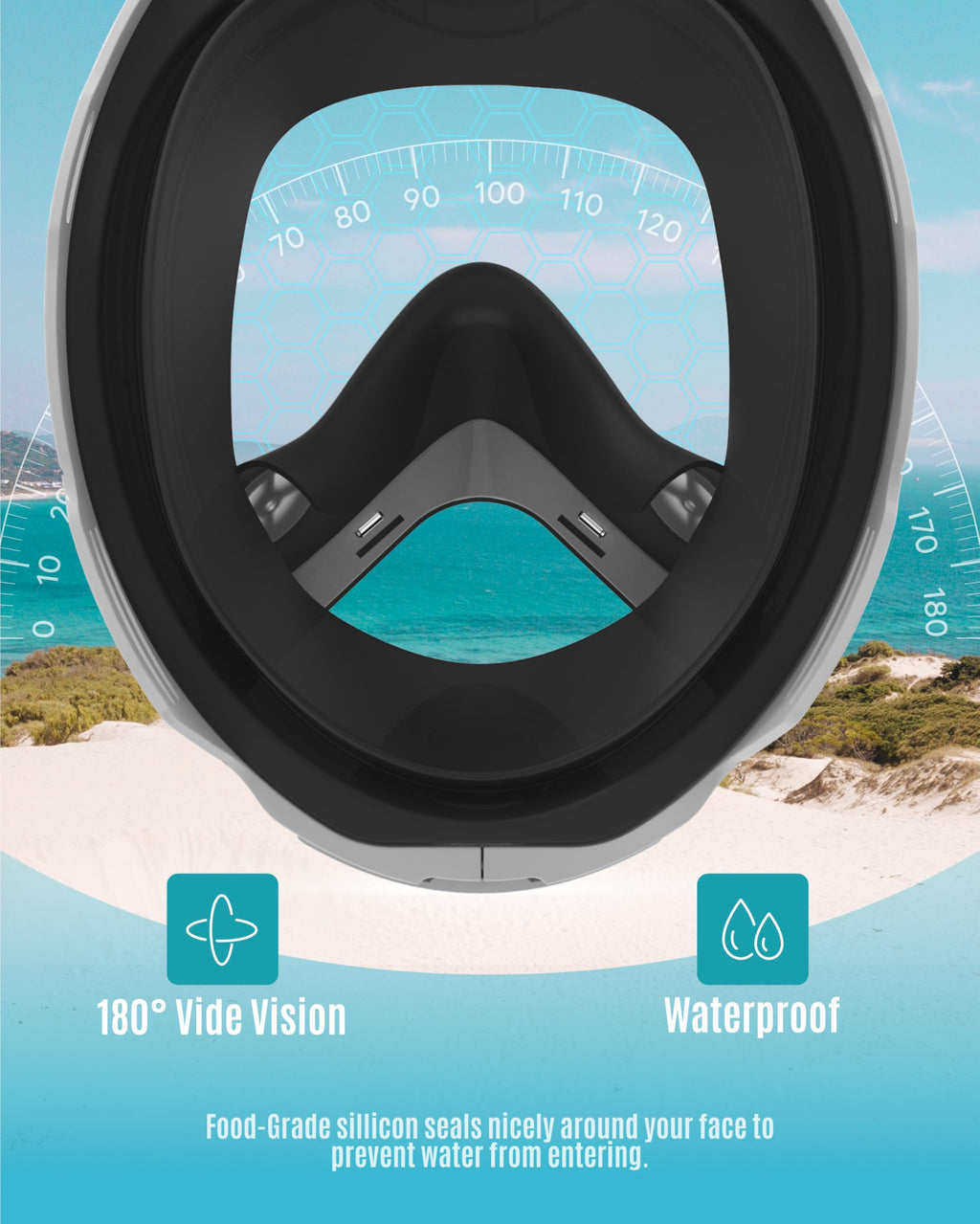 G2RISE Kids Full Face Snorkel Mask – 180° Panoramic Anti-Fog 2 Pack