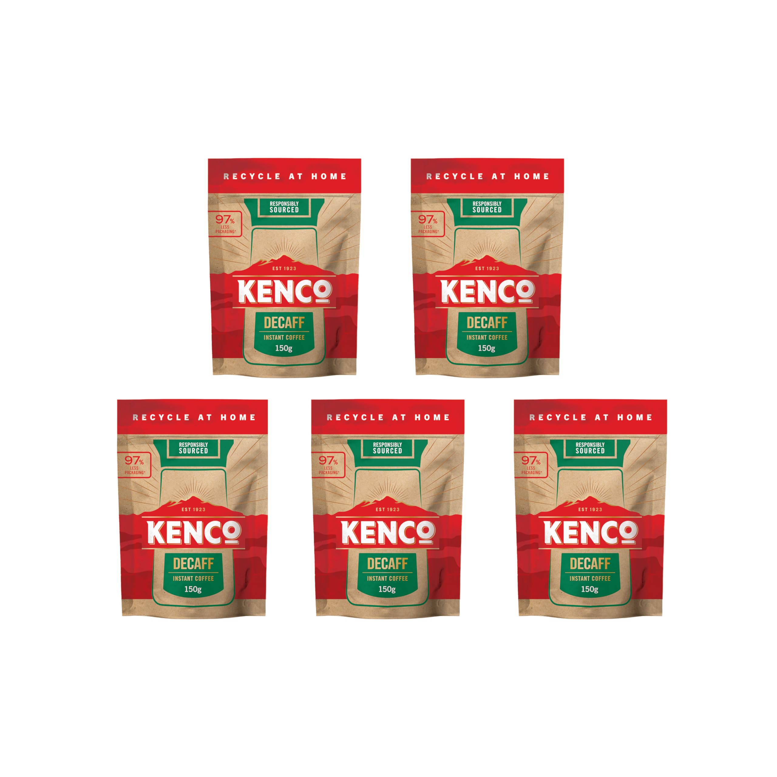 Kenco Decaff Instant Coffee Refill - 150g x 5 Pack (750g Total)