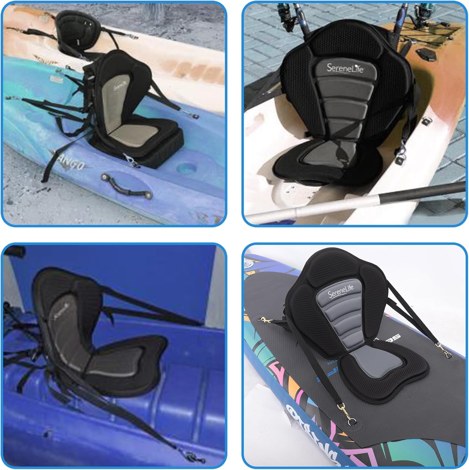SereneLife Detachable Kayak & Paddleboard Seat - Adjustable EVA Foam