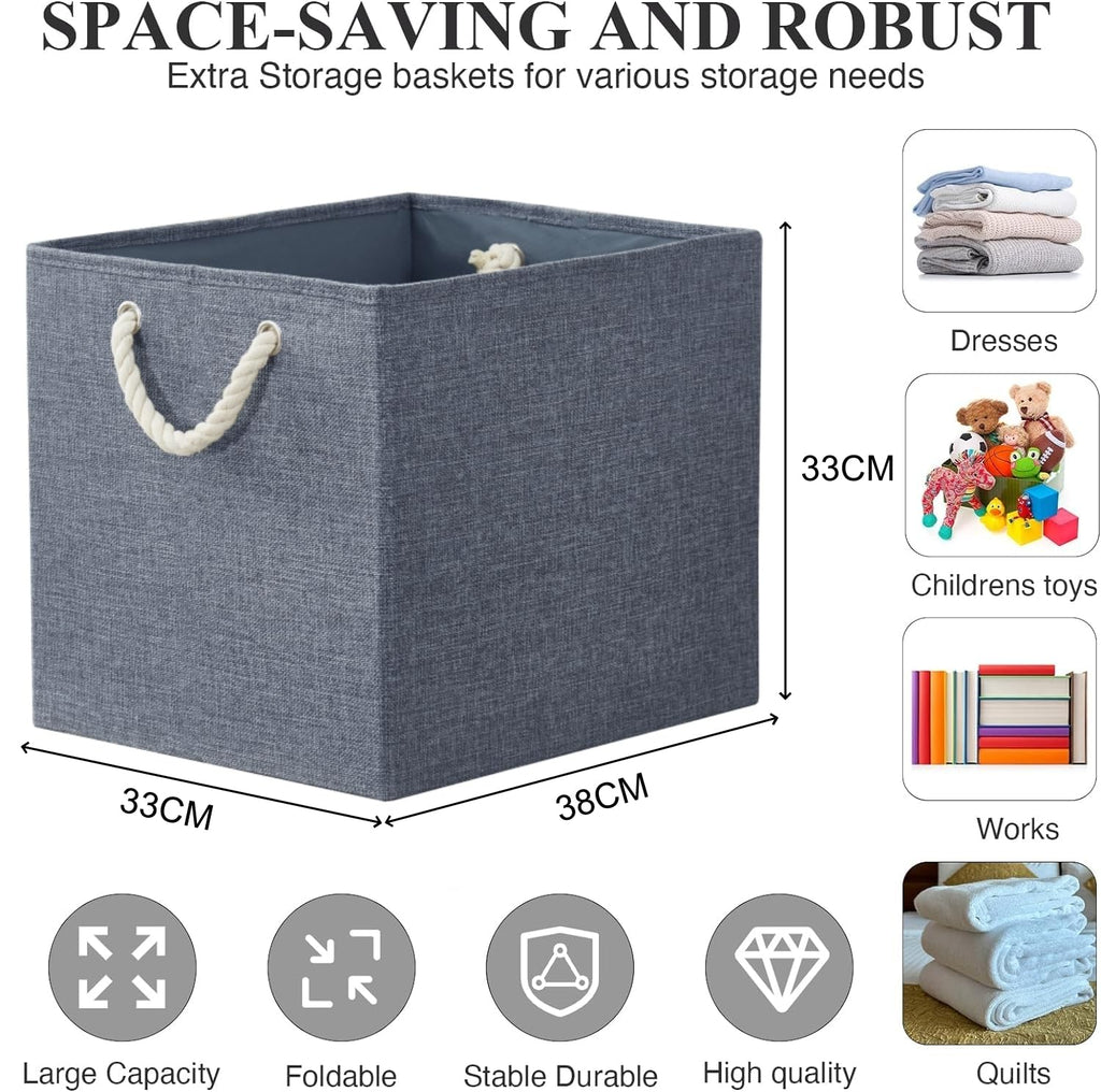 Mangata 4 Pack Storage Cubes for Shelves, Fabric Storage Boxes with Cotton Rope Handles Home Organization - image 3