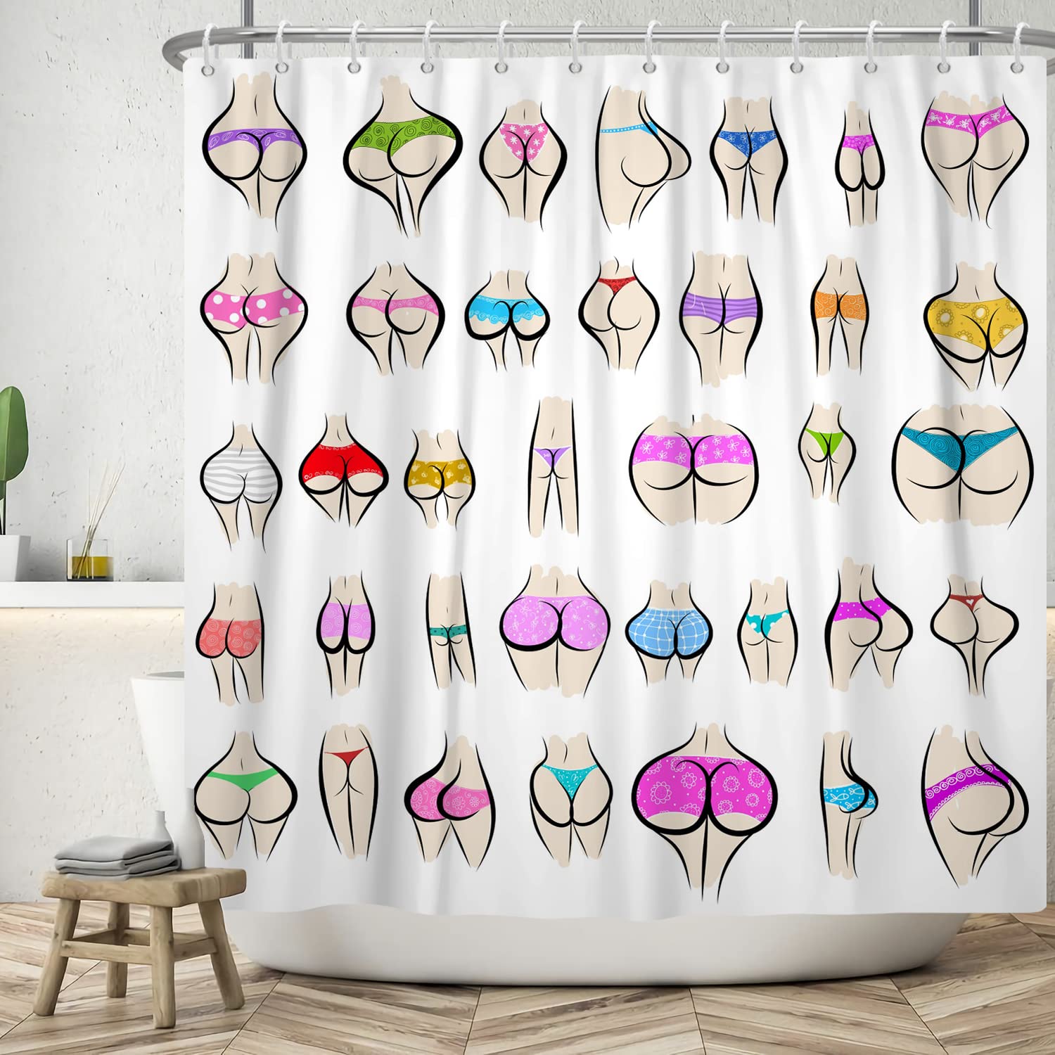 Jolof Store Funny Butt Curve Shower Curtain | Waterproof Polyester, 180x200cm