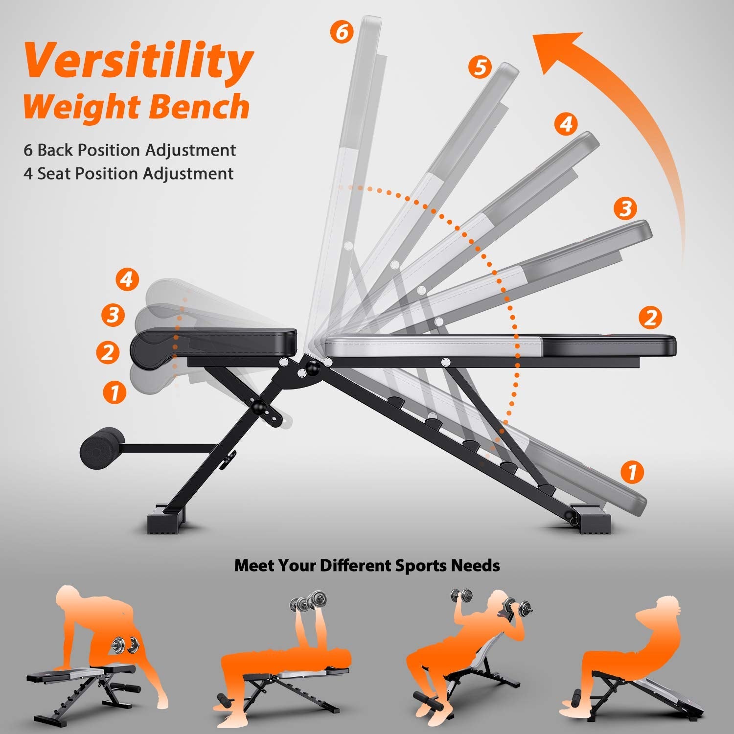 WINNOW Adjustable Weight Bench | Foldable Incline Decline Flat Bench