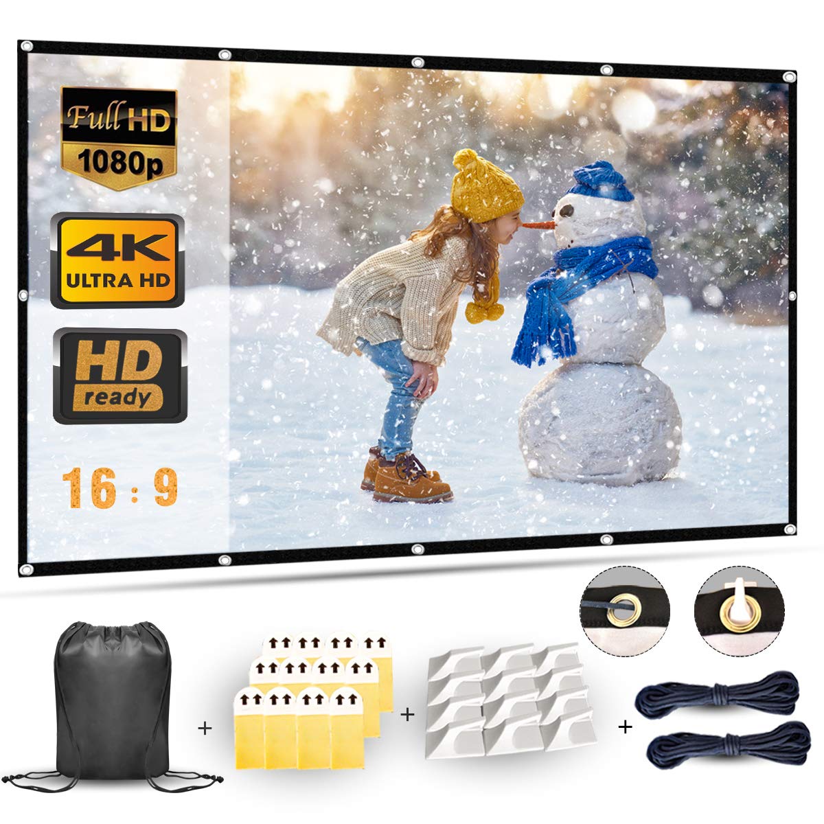 100 Inch Projector Screen | 4K HD Portable Wrinkle-Free