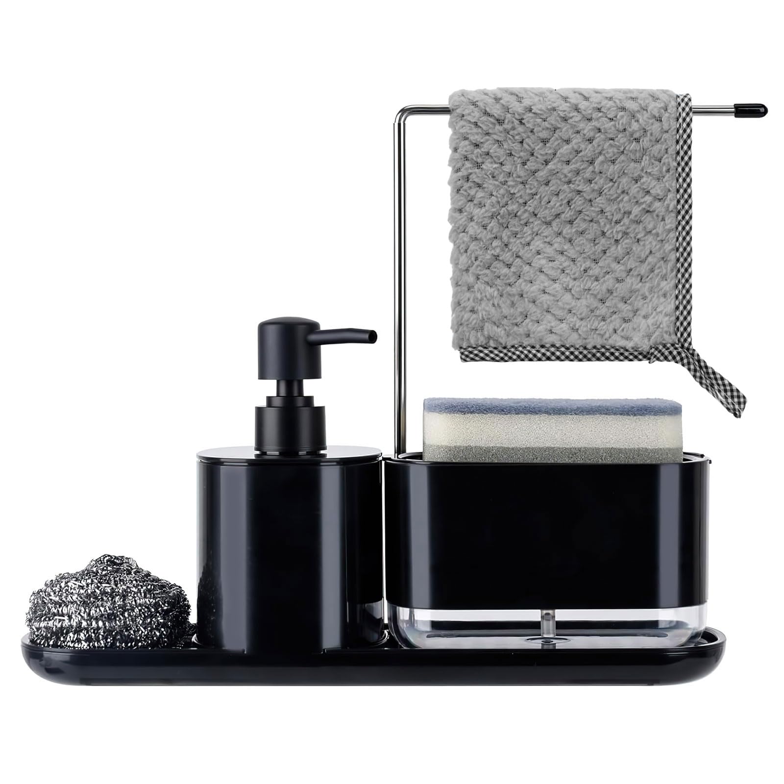 TOTSUN 3-in-1 Kitchen Sink Organiser | Soap Dispenser & Sponge Holder Set