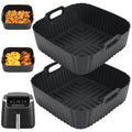 BYKITCHEN Silicone Air Fryer Liners for Ninja and Cosori - 2PCS Square Black