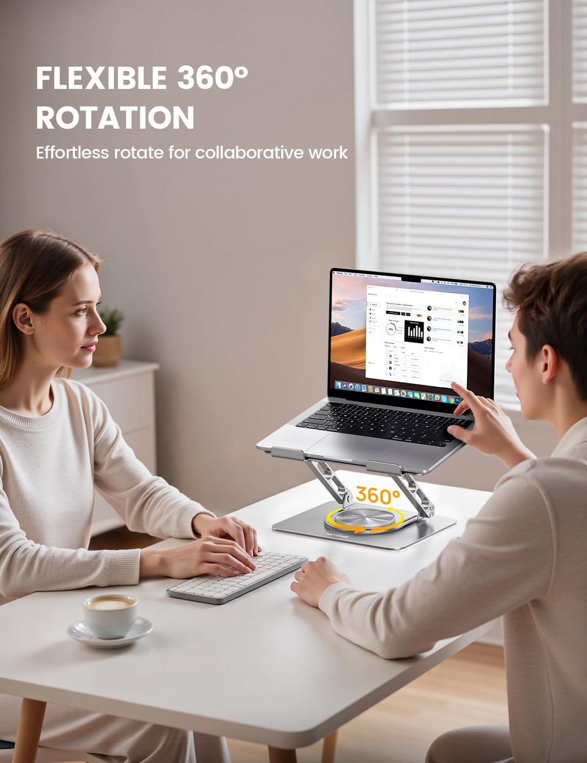 Lamicall Laptop Stand Desk, Laptop Riser - 360° Rotatable Foldable Aluminum Notebook Holder - image 2