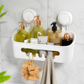 LEVERLOC Suction Shower Caddy – No Drilling Bathroom Storage Shelf, White
