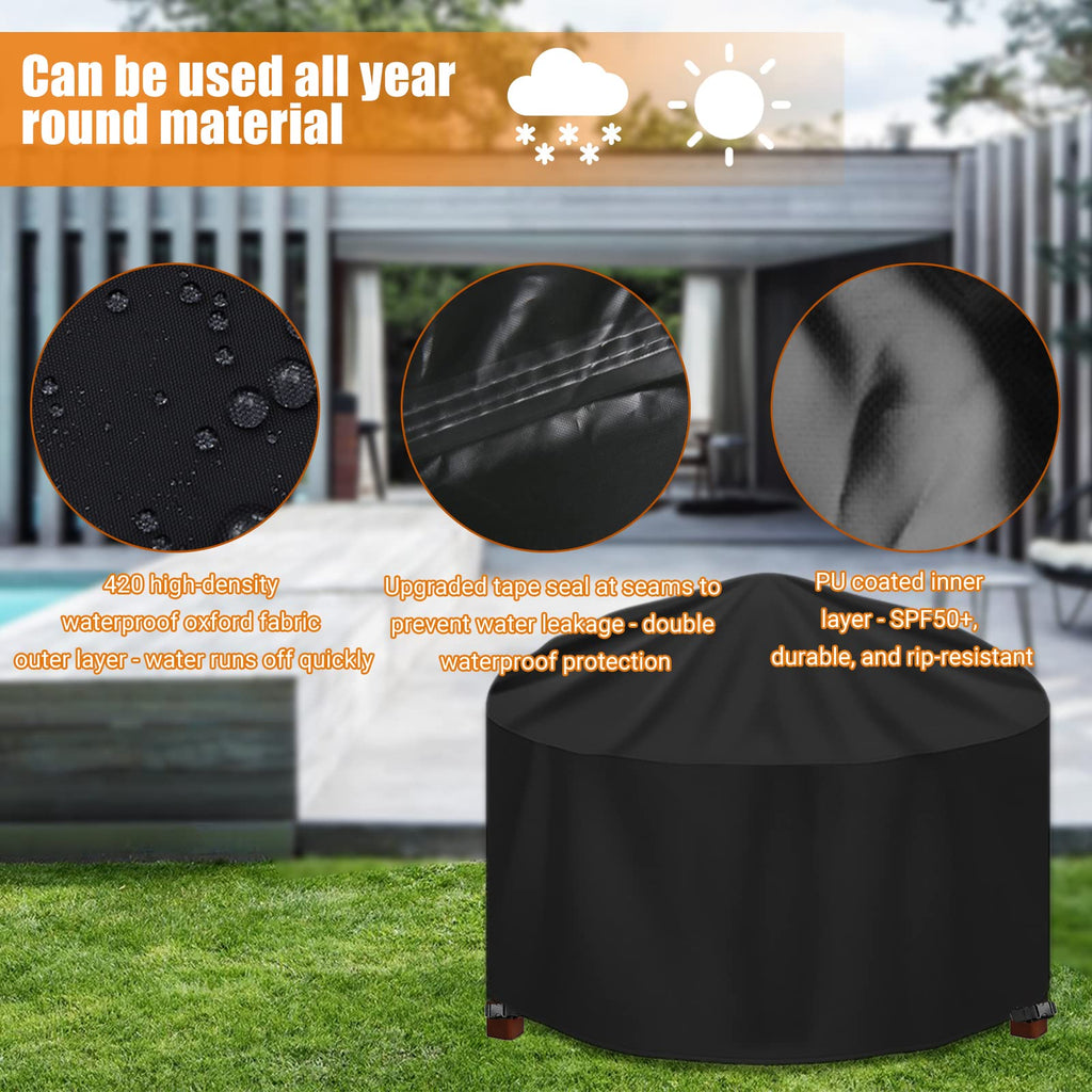 Jolof Store Round Patio Table Cover – Heavy Duty 600D Waterproof Oxford