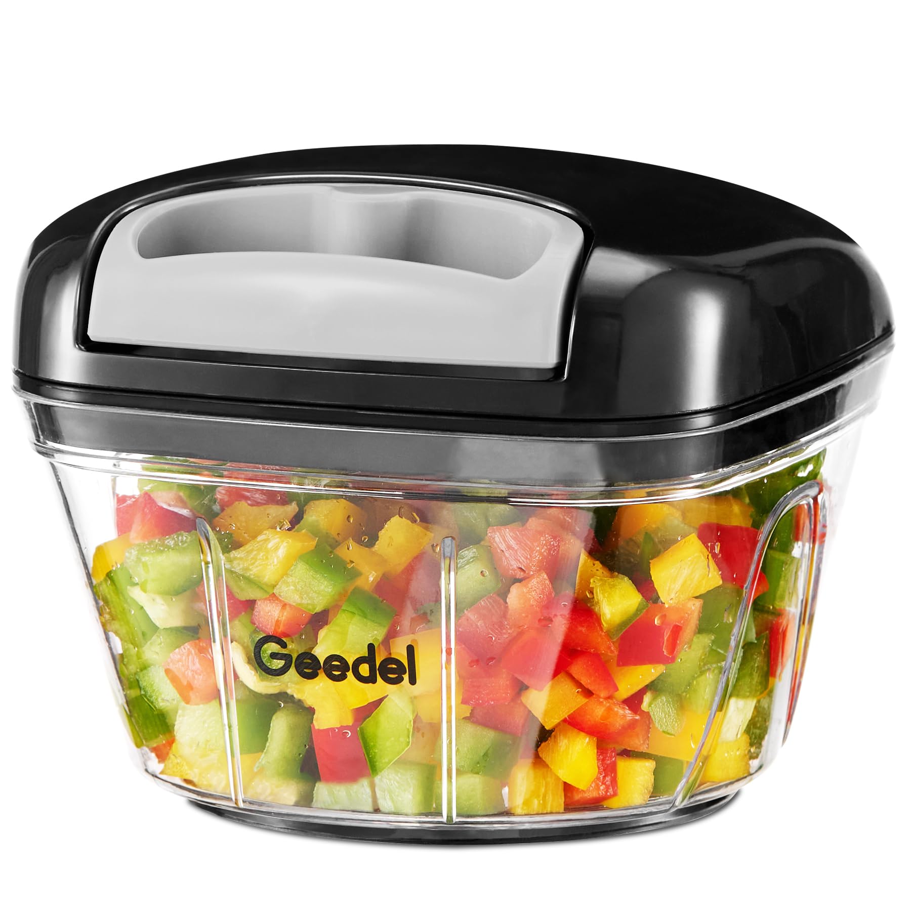 Geedel Manual Pull Food Chopper - 500ml Hand String Onion Dicer, Grey
