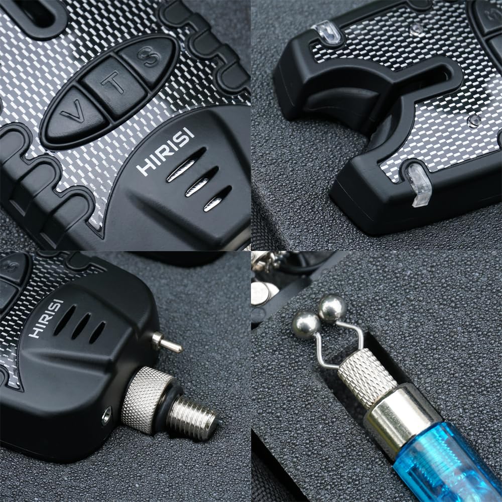 Hirisi Tackle Carp Fishing Bite Alarm and Swinger Set | Blue & Red LED