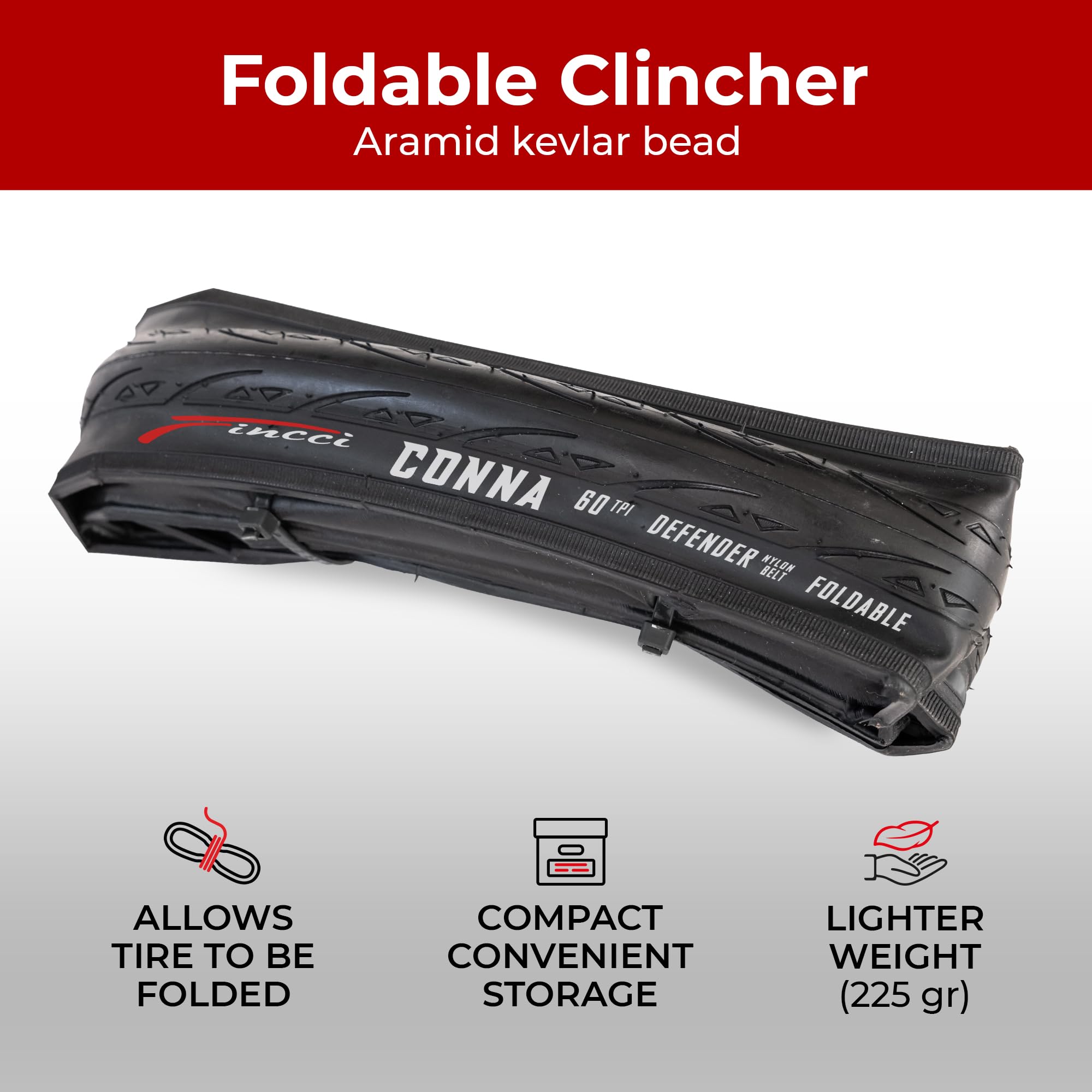 Fincci 700x25c Road Bike Tyres | Pair of Foldable Slick Racing Tires