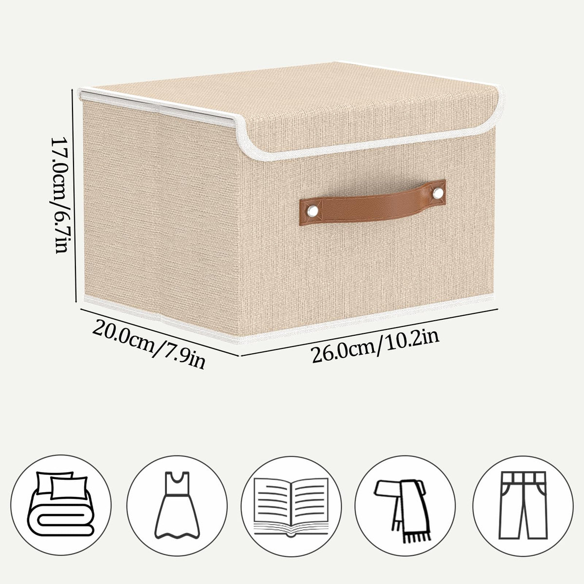 OUTBROS Storage Boxes with Lids 5 Pack, Bins 26x20x17 cm, Beige - image 4