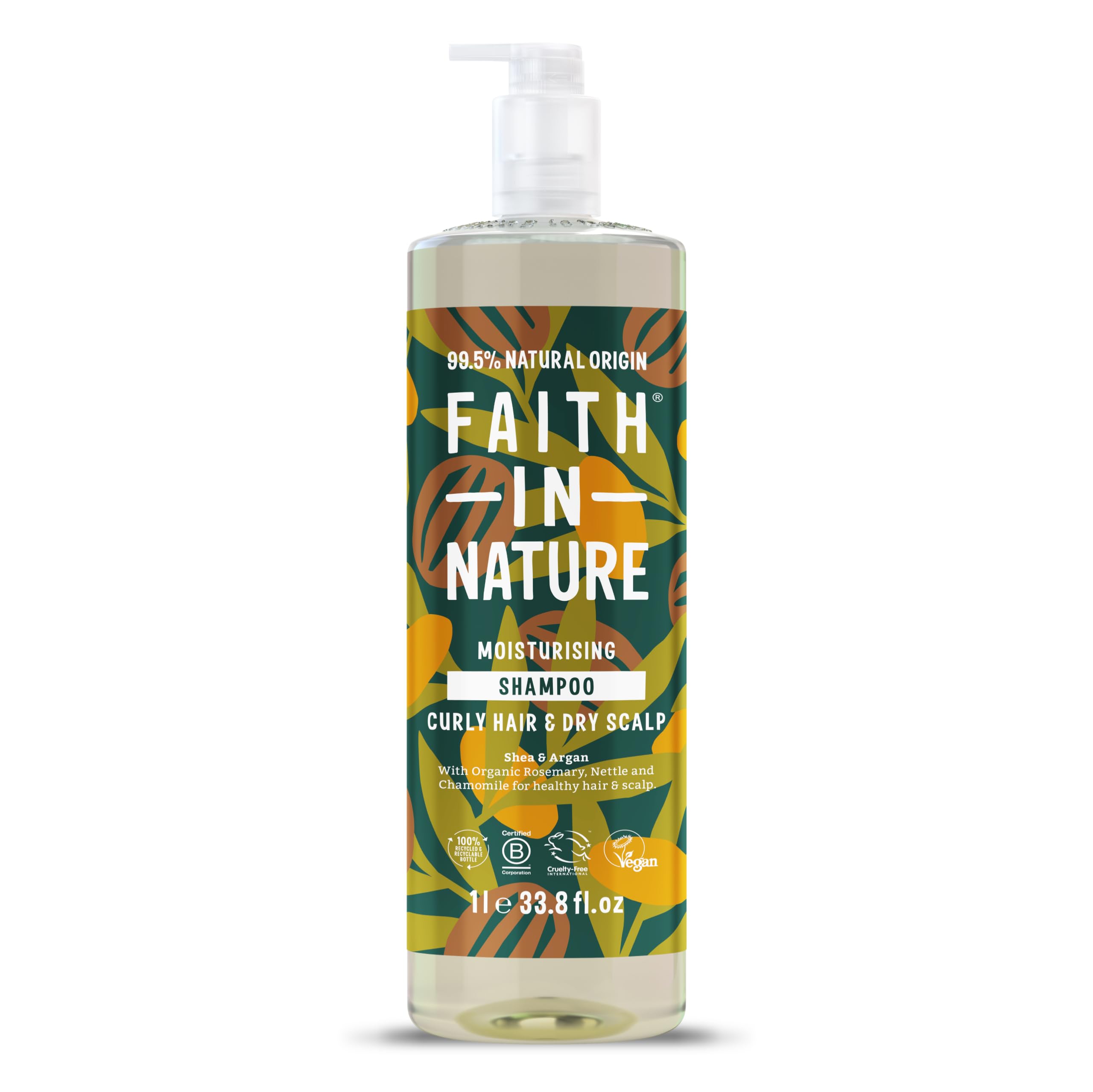 Faith In Nature Shea & Argan Shampoo | Moisturising for Curly Hair | 1L