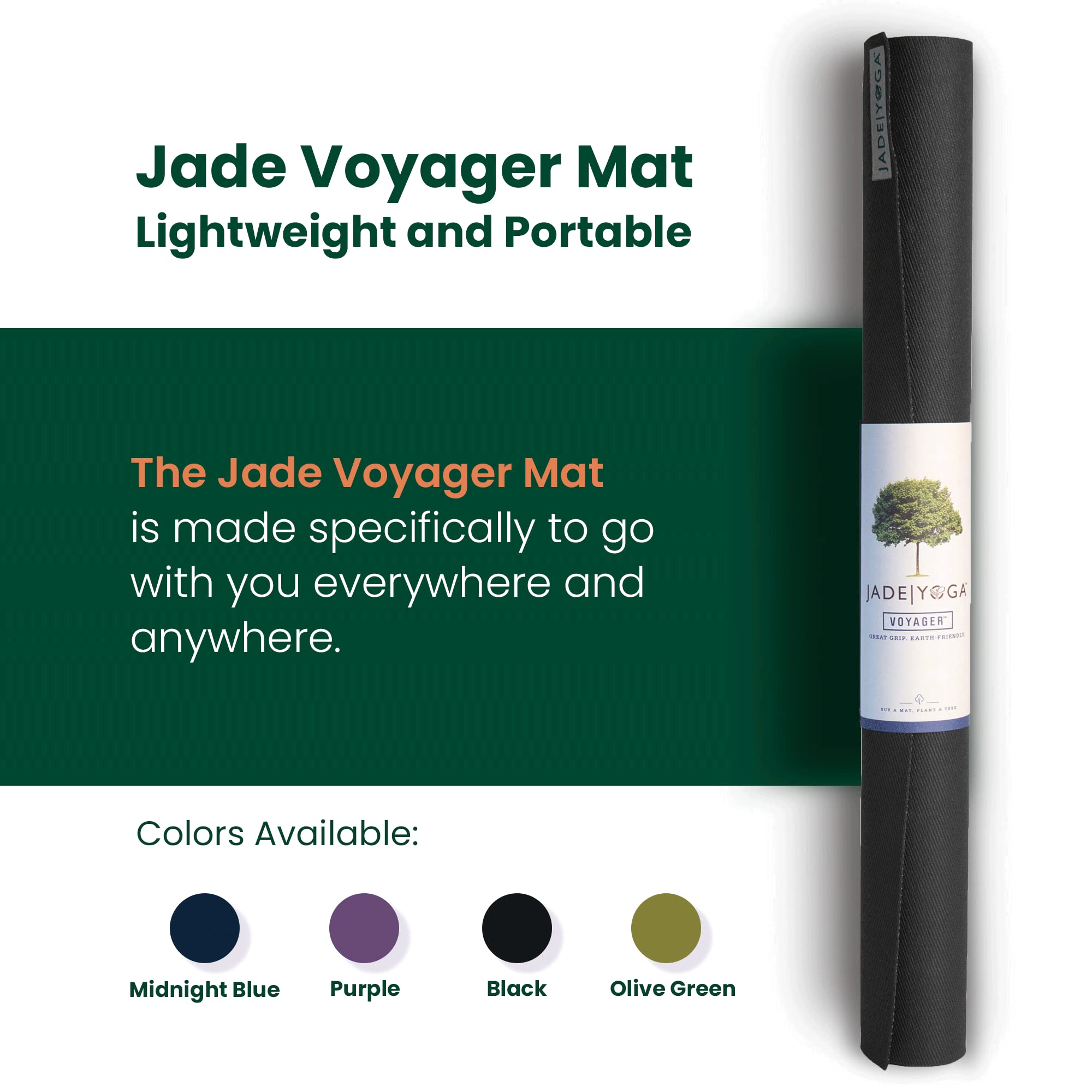 Jade Yoga Voyager Travel Mat - 1.6mm Natural Rubber - Black