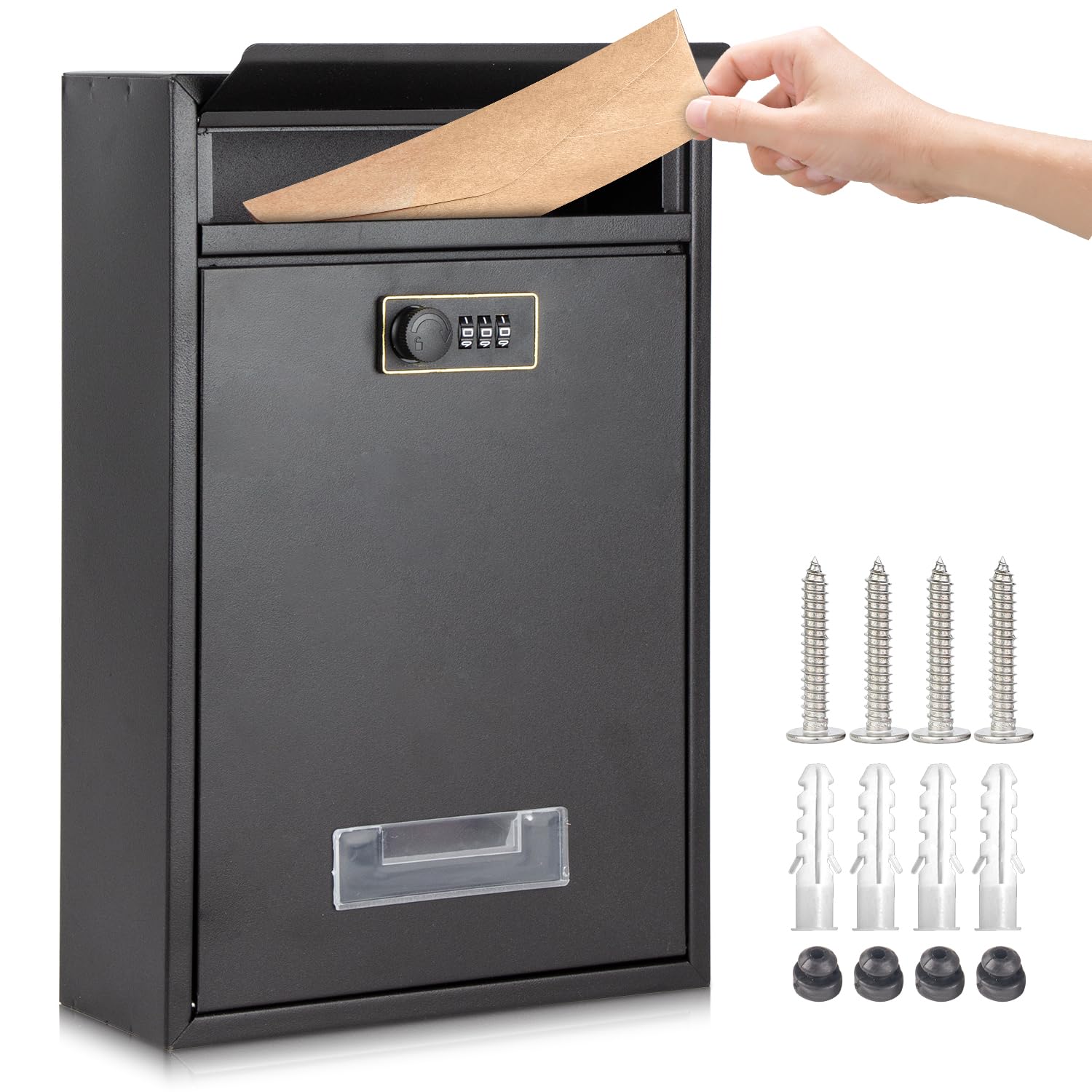 DOSYEN Wall Mounted Steel Mail Box | Waterproof Combination Lock Post Box