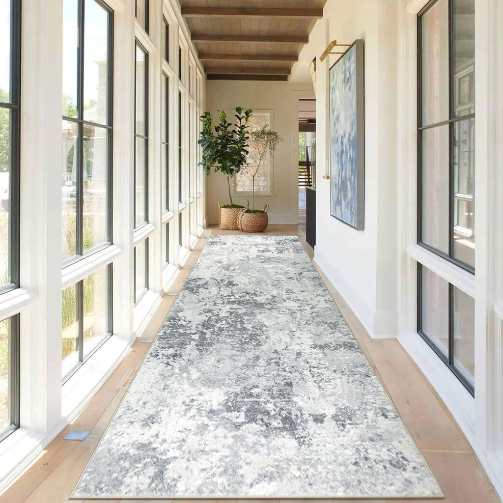 Homcomodar Abstract Runner Rug | 80x300cm Non-Slip Washable Faux Wool
