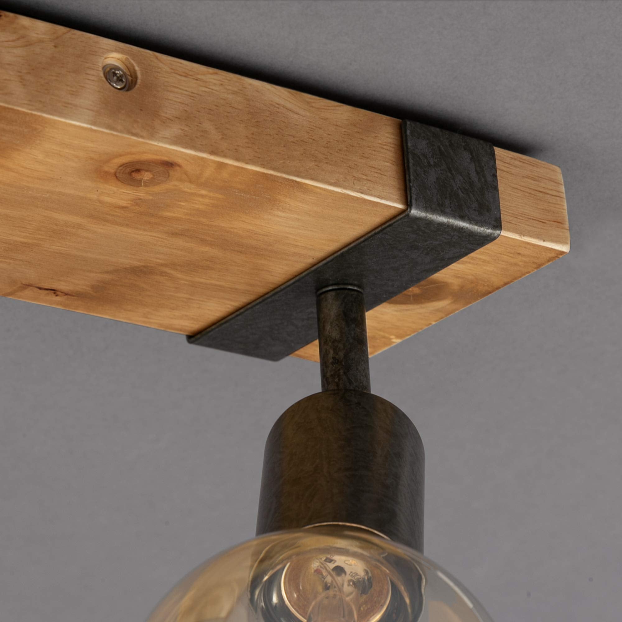 Briloner Vintage Ceiling Light – 2-Spot Retro Spotlight with Wooden Base