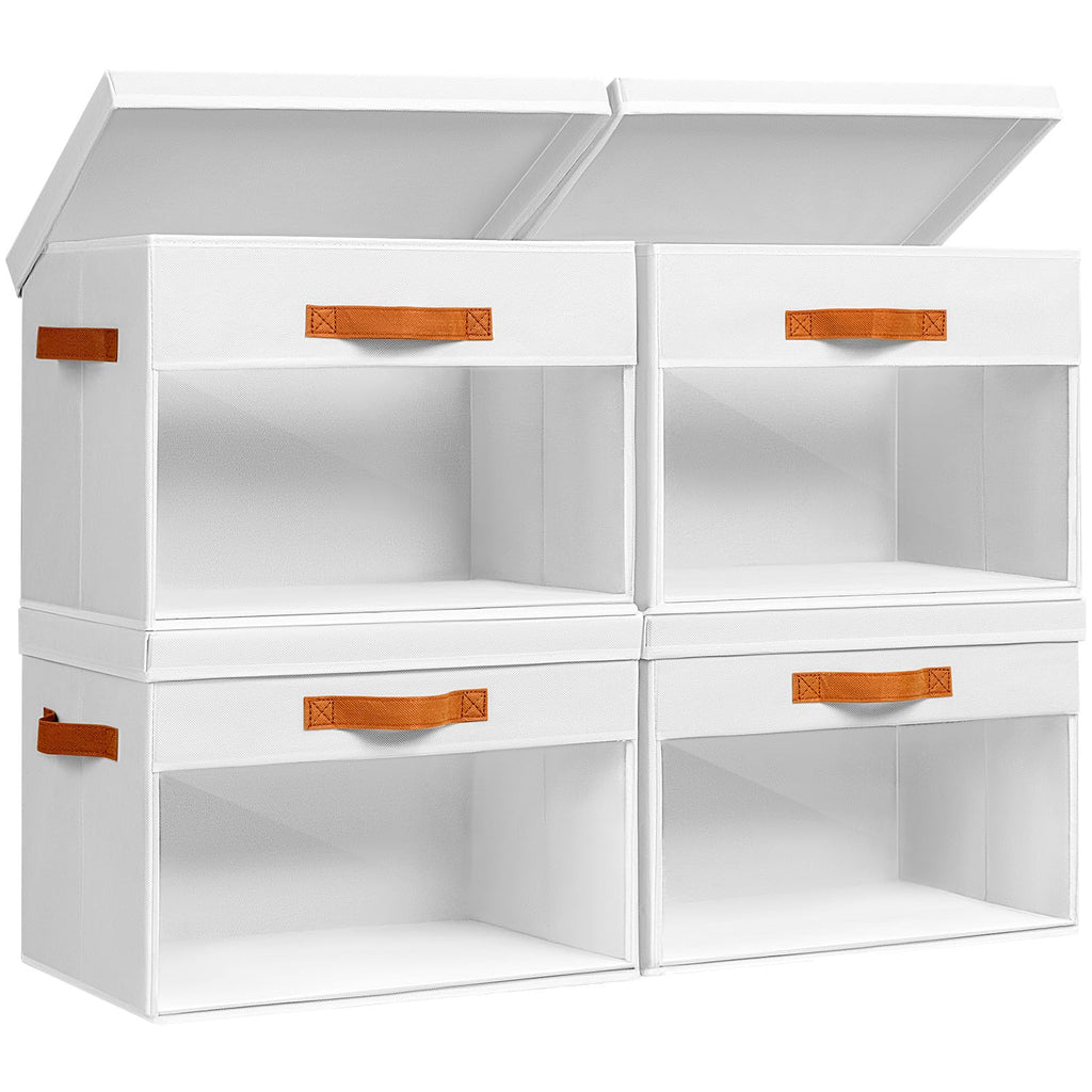 Homsorout Large Fabric Storage Boxes with Lids & Clear PVC Window White 38L - image 1