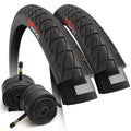Fincci 26 x 2.125 Slick Hybrid Foldable Bike Tyres with Tubes | 2 Pack