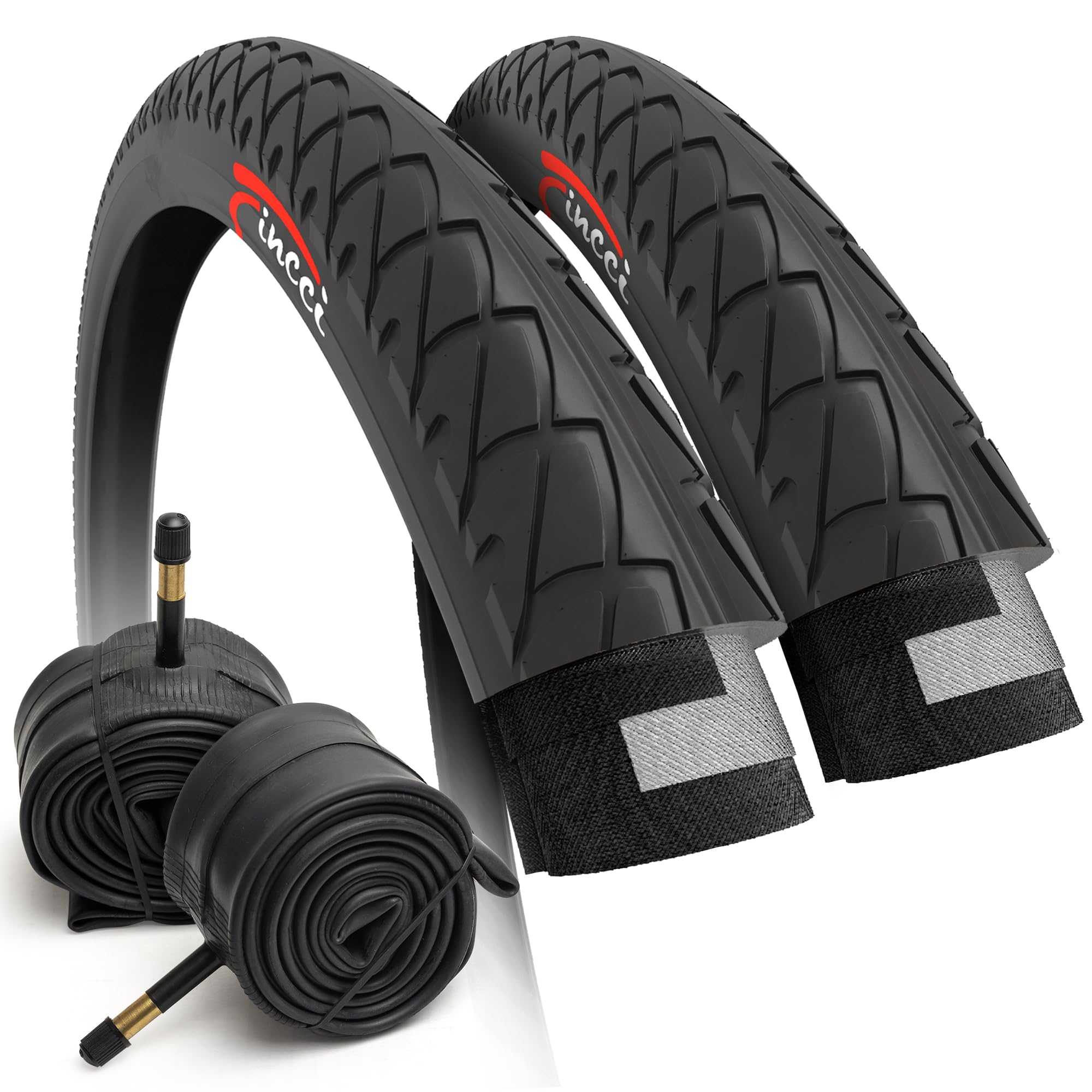 Fincci 26 x 2.125 Slick Hybrid Foldable Bike Tyres with Tubes | 2 Pack
