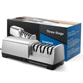MusyVocay Electric Knife Sharpener | 3-Stage Diamond Precision - Silver