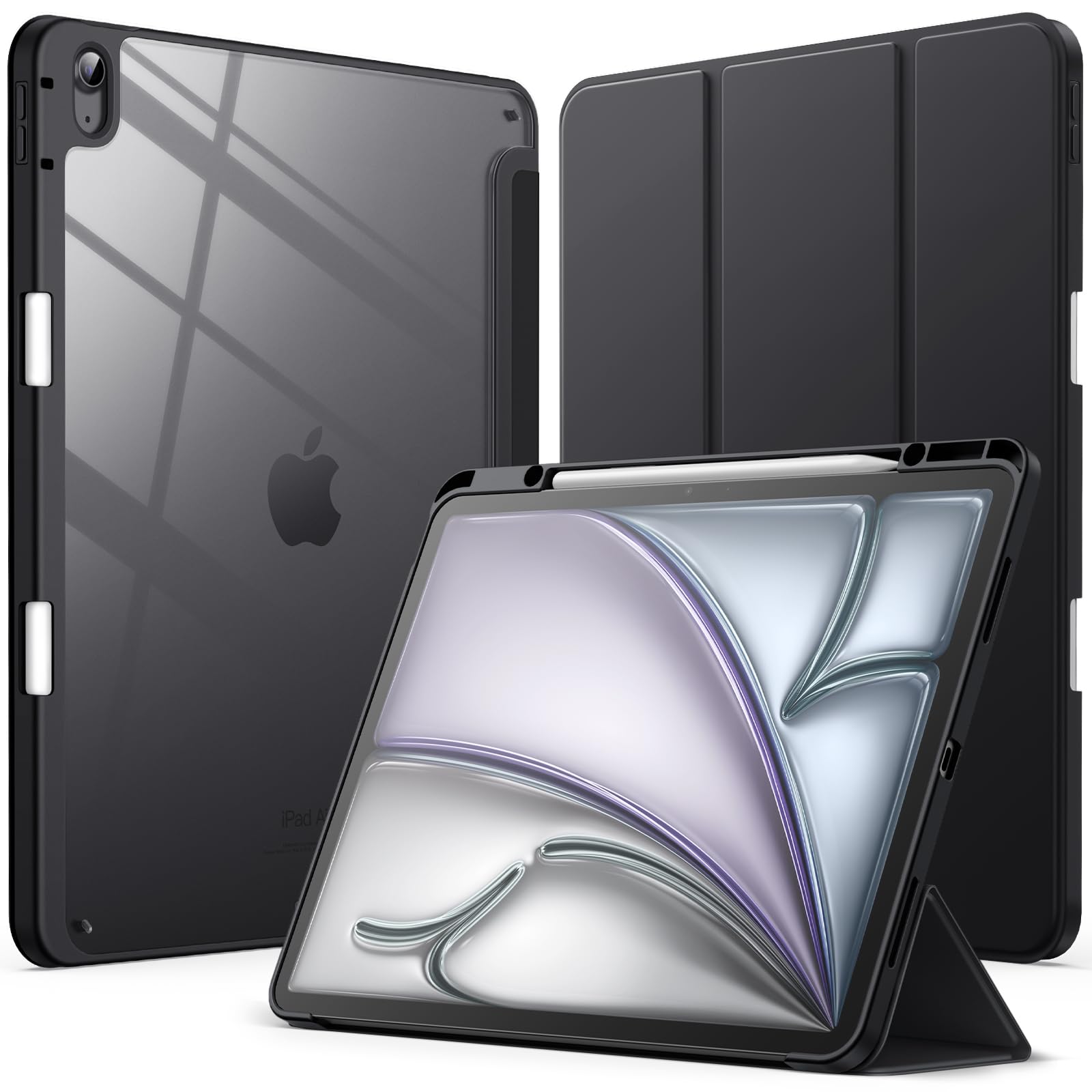 JETech iPad Air 13-Inch M3/M2 Case with Pencil Holder - Clear Black