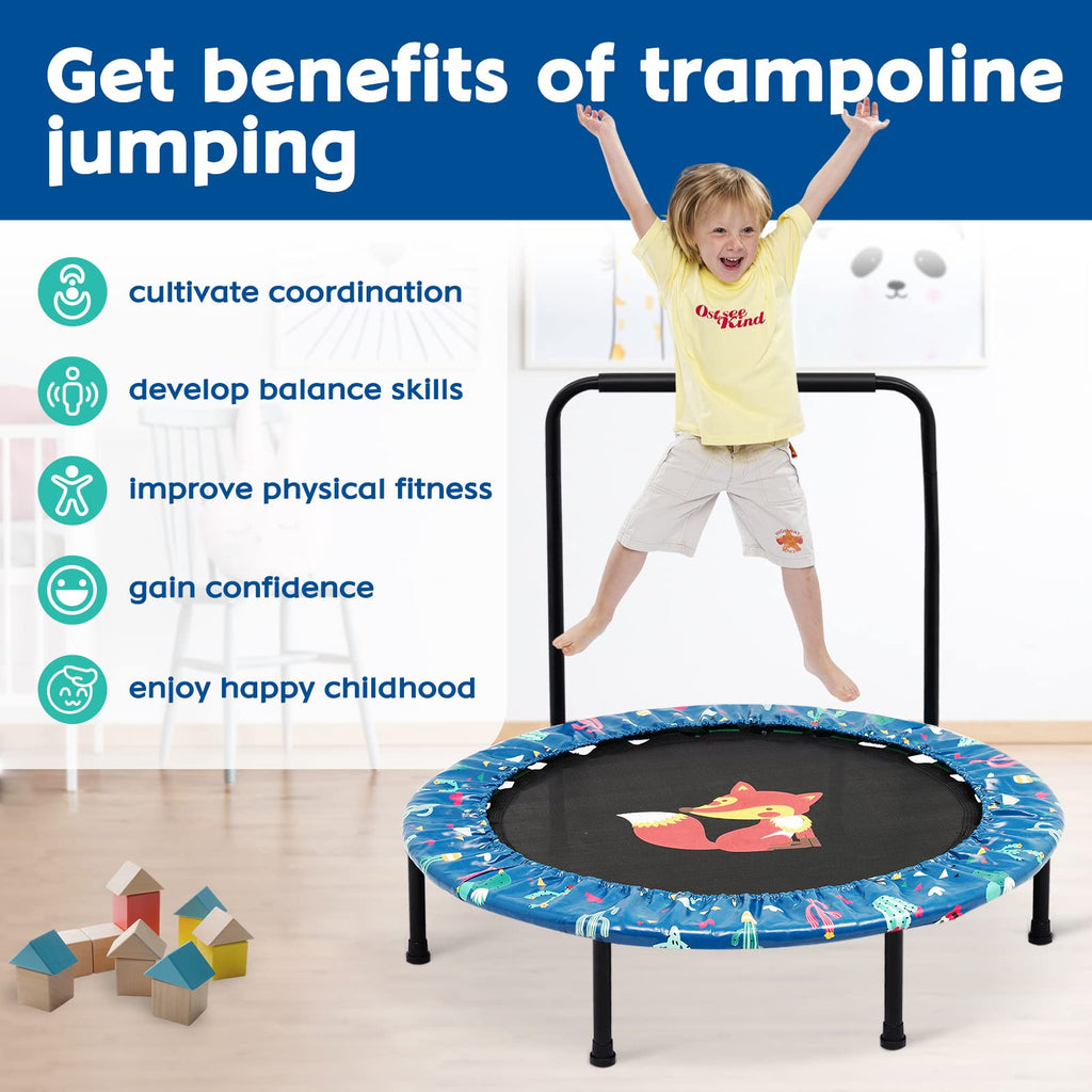 38'' Kids Mini Trampoline – Foldable Rebounder with Handle