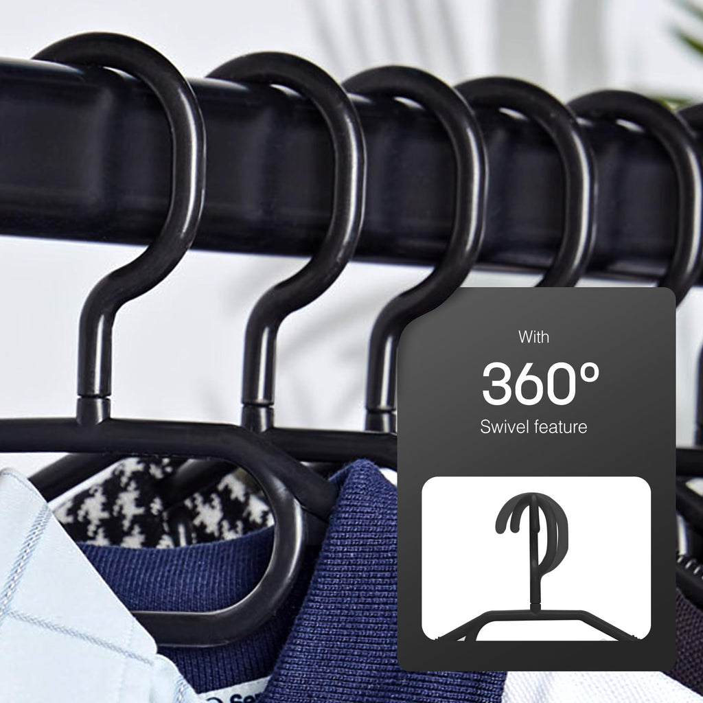 KEPLIN Space Saving Black Plastic Coat Hangers - 20 Pack | Heavy Duty Swivel Hook Hangers for Clothes, Coats, Dress, Shirt, Jacket, Trouser - image 5