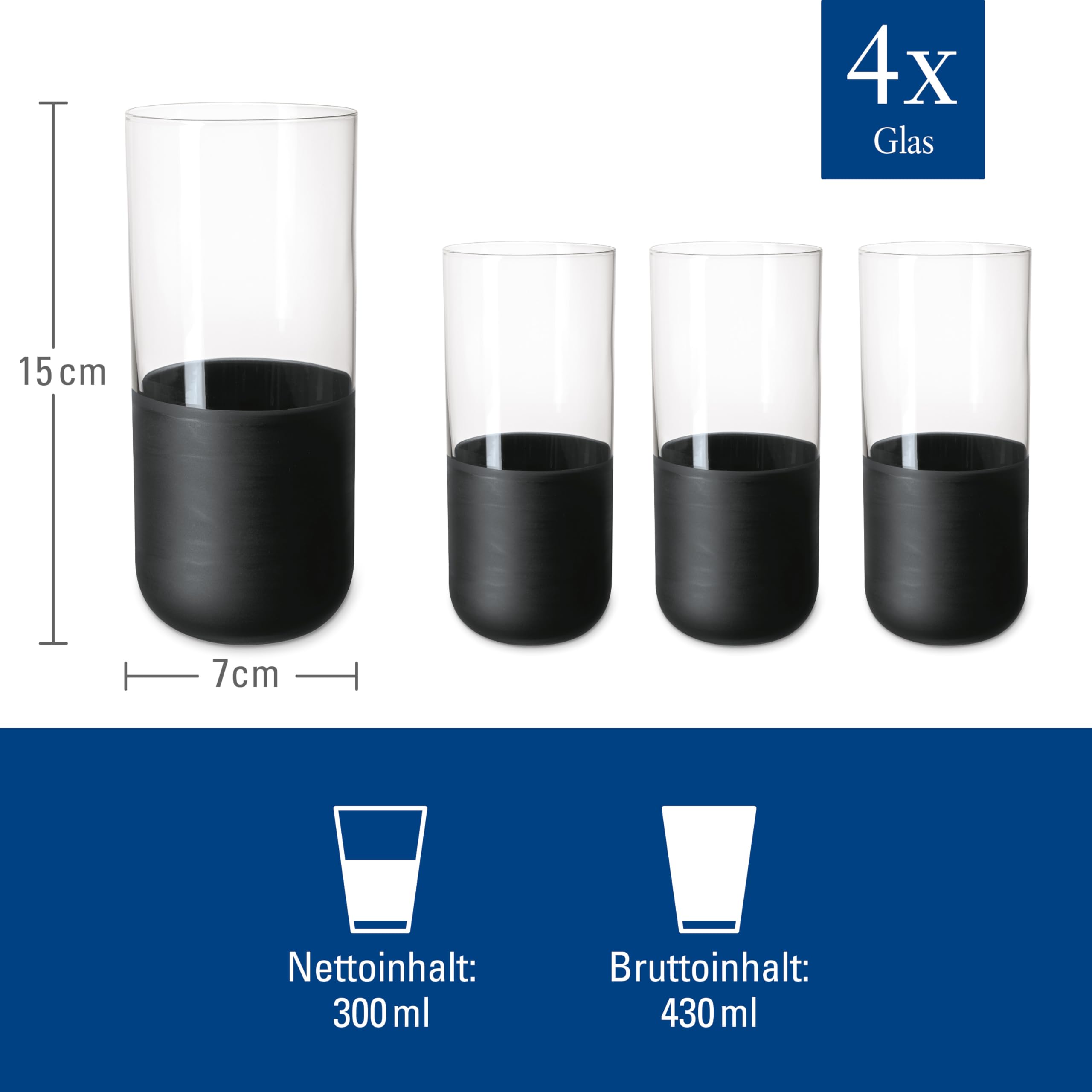Villeroy & Boch Manufacture Rock Crystal Long Drink Glass Set | 4 Pcs