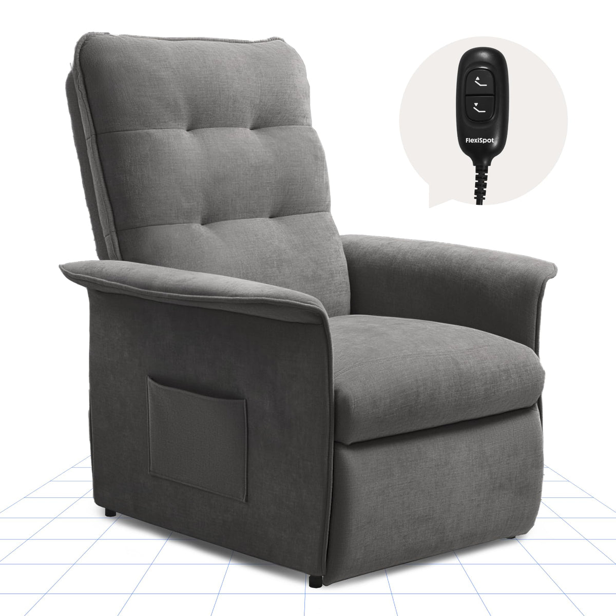 FLEXISPOT Electric Recliner Armchair 105°-155°Backrest Adjustable Reclining Chair For Living Room, Sofa Lounge with Side Pockets, Dark Grey