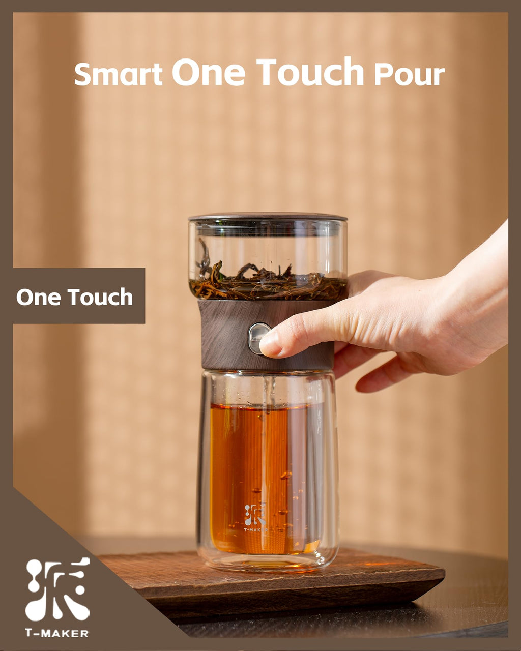 ZENS One Touch Glass Gongfu Teapot – Portable Tea Infuser with 270ml Cup