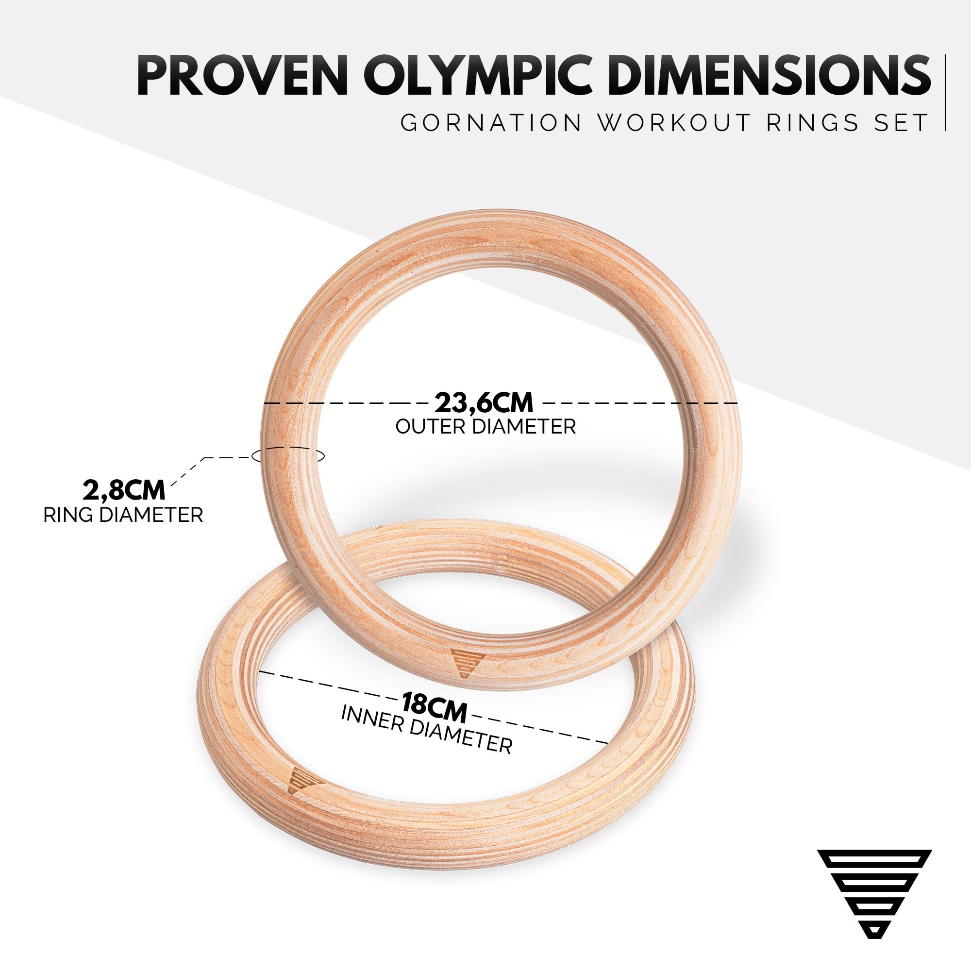 GORNATION Wooden Gym Rings | Olympic Calisthenics Rings with Straps